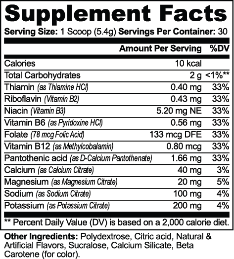 Datos del suplemento — Hidratación en polvo (melocotón y mango)
