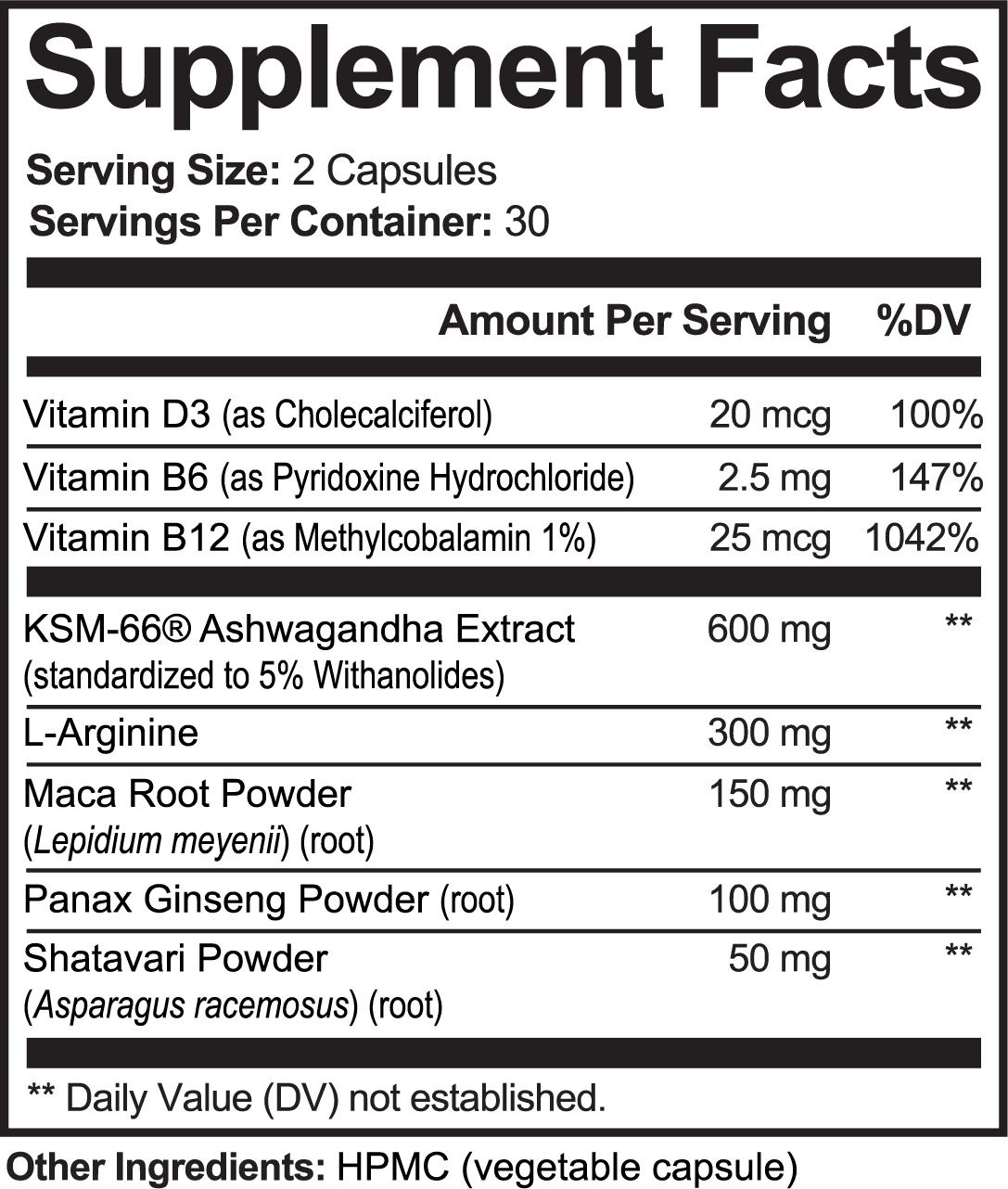Datos del suplemento — Ashwagandha Plus