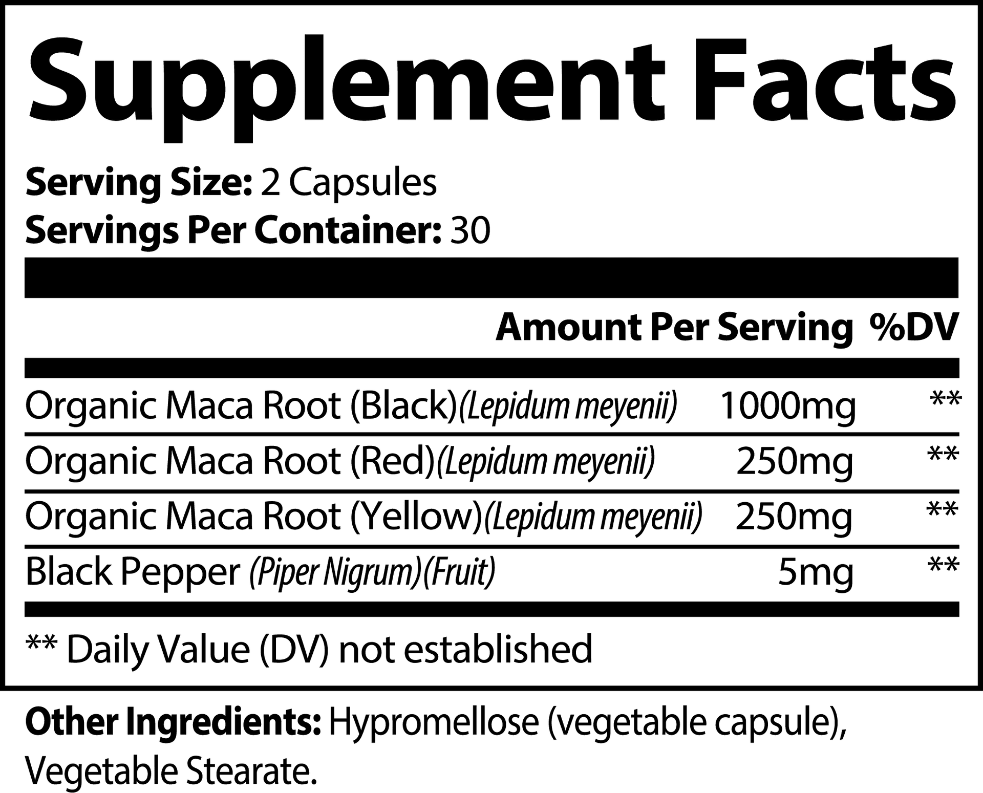 Datos del suplemento — Maca Plus