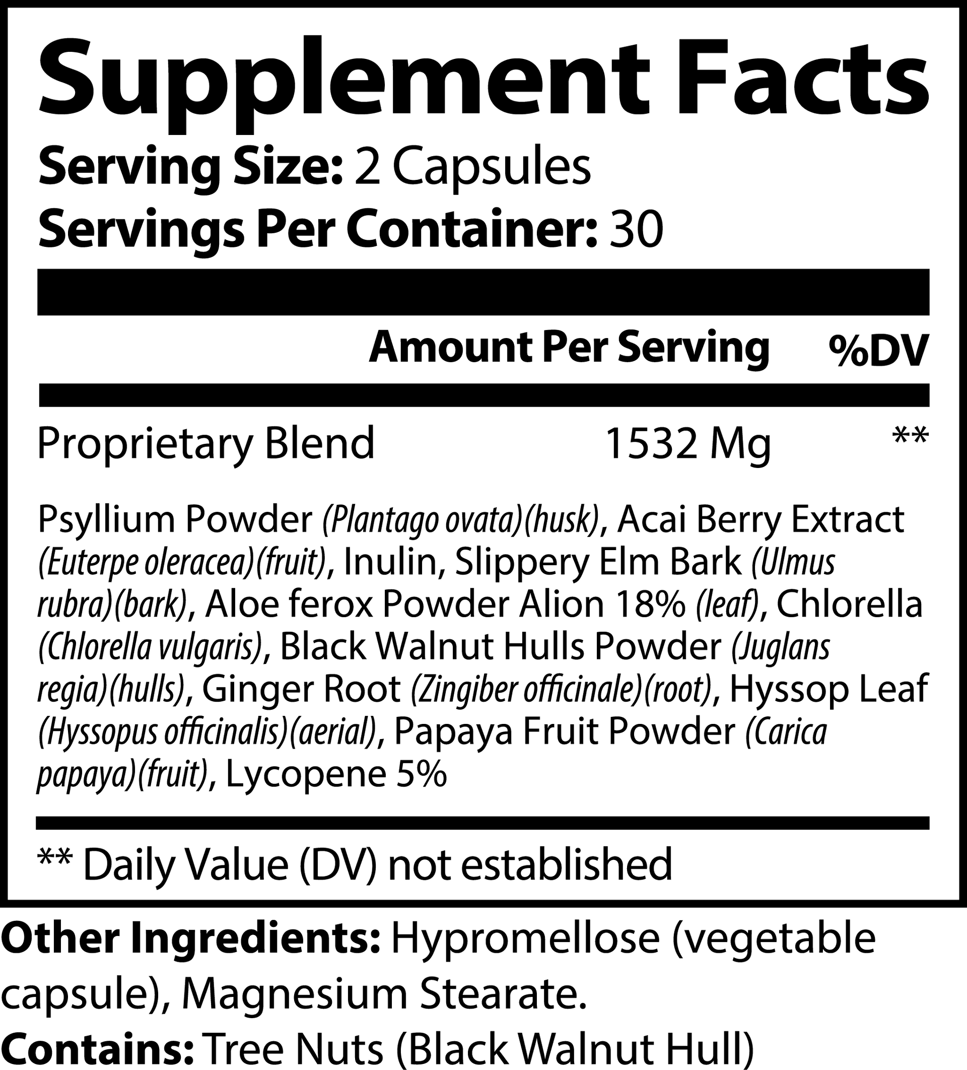 Datos del suplemento — Detox Max de açaí