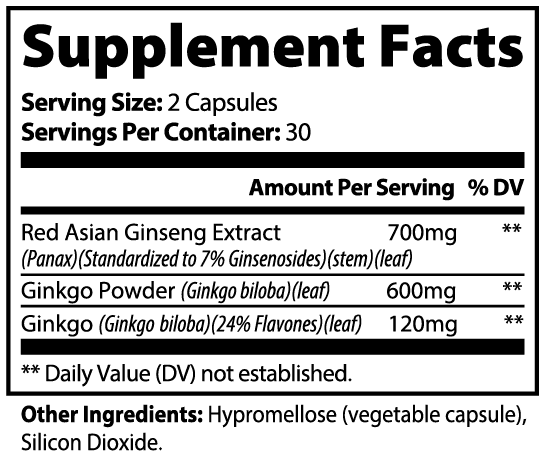 Datos del suplemento — Ginkgo biloba y ginseng